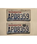 PAIR 2020 Washington License Plates - &quot;APD8359&quot; 1 2020 Stickers EVERGREE... - $329.35 MXN
