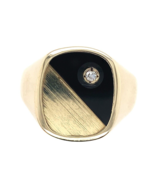 10k Yellow Gold Genuine Natural Black Onyx and Diamond Men&#39;s Ring (#J6538) - $1,014.16 CAD