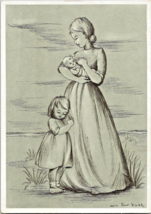 Postcard Mother  with Children by Artist Von Der Liebe Posted 6 x 4 Inches - £9.63 GBP