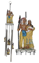 Western Indian Chief With Roach Next To Chieftess And Baby Family Wind C... - $32.99