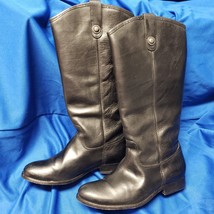 Frye Melissa Button Boot Knee High Black Leather Women 8.5 MSRP $398 Gently Worn - £123.56 GBP