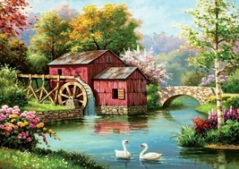 country watermill lake swan flowers garden nature ceramic tile mural backsplash - £45.94 GBP+