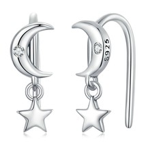Bamoer Genuine 925 Silver Simple Butterfly Ear Studs For Women Fine Jewelry Star - £16.34 GBP