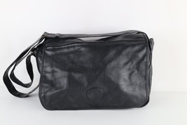 Vintage 90s Streetwear Distressed Leather Crossbody Messenger Bag Pack Black - £66.51 GBP