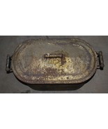 Old Vintage Primitive Steel Wash Tub Boiler w Wooden Handle Blanchard Bros. - £110.90 GBP