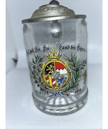 Royaume De &#39;Bavaria&#39; Blason Bière Stein Tasse Verre Alwe Couvert 1835-19... - $705.60 MXN