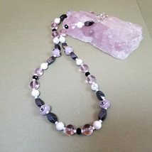 Woman's Unique Pink necklace, Mauve, Protection from evil eye, Handpainted beads - $32.00