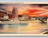 Sunset on Kanawha River Charleston WV West Virginia UNP Linen Postcard N15 - £3.85 GBP