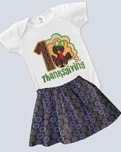 First Thanksgiving outfit | Girls Harvest Outfit | Girls turkey shirt skirt set  - £18.13 GBP - £19.71 GBP