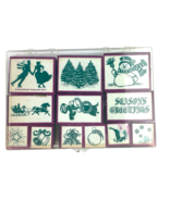 Inkadinkado Victorian Christmas Stamp Set Skating Snowman Trees Sleigh S... - €11,44 EUR