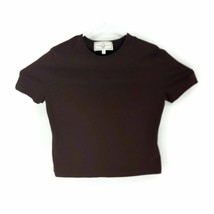 St. John Sport By Marie Gray Womens T-Shirt Brown Short Sleeve Embroidered S - £8.71 GBP