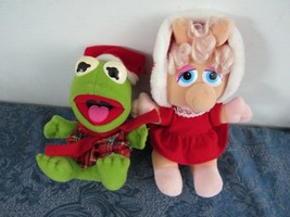 Baby Kermit The Frog And Baby Miss Piggy Christmas Plush Toys 1987 8&quot; Tall  - £9.51 GBP