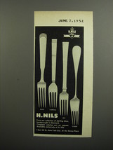 1952 H. Nils Silverware Advertisement - Ripple, Cardinal, Bell, Classic Patterns - £14.73 GBP