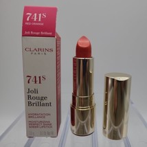 Clarins Joli Rouge Brillant Perfect Shine Sheer Lipstick 741S RED ORANGE, NIB - $24.74