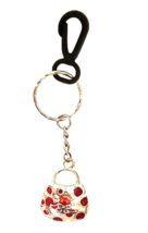 Red Hat Society Key Chain Purse Shaped Silver Tone Metal Red Enamel Accents - £10.02 GBP