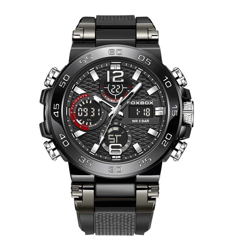 New Watches For Men 50M Waterproof Clock Alarm reloj hombre LCD Dual Dis... - $39.62