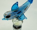Glass Art Dolphin  Bottle Topper Stopper in Gift Box  - $9.76
