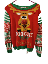 No Boundaries Size L 11-13 Christmas Reindeer Pullover Sweater with Bells-Flaws - £4.71 GBP