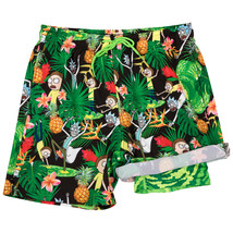 Rick And Morty Tropical Adventures 6&quot; Inseam Lined Swim Trunks Multi-Color - £31.31 GBP