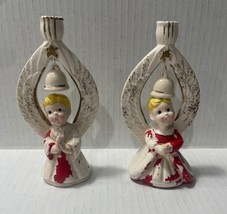 Vintage Kreiss &amp; Co Ceramic Porcelain Angel Bell Holly Christmas Candle ... - $46.47