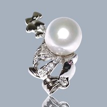 Graceful Dolphin 9 - 9.5mm Edison Natural White Round Cultured Pearl Pendant - $58.06