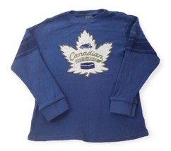 Roots Thermal Shirt Boys Large Blue Waffle Kids Knit Long Sleeve Canadian Hockey - £7.39 GBP
