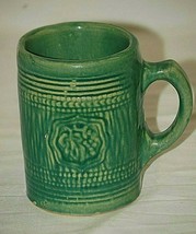 Antique Vintage McCoy Green Molded Stoneware Beer Mug Grape Vine Cluster OHIO - £19.46 GBP