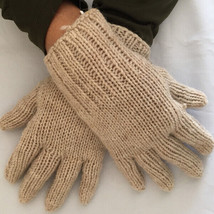 Alpaca Gloves - Soft Warm Fair Trade Hand Knit Beige Alpaca Wool Mittens - £29.75 GBP