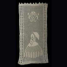 Handmade Cream Crochet Cotton Lace Rectangular Wall Hanging 29x14&quot;  Vintage  - £17.10 GBP