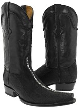 Men&#39;s Full Black Real Stingray Exotic Skin Leather Western Cowboy Boots ... - $254.99