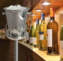 Floor Standing Silver Champagne Ice Bucket Stainless Steel Wine Cooler Ice Gift - £62.12 GBP