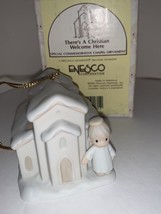 1992 Precious Moments There&#39;s A Christian Welcome Here Ornament 528021 New - £17.01 GBP