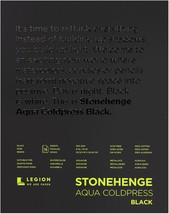 Stonehenge Aqua Block Coldpress Pad 8&quot;X10&quot; 15 Sheets/Pkg-Black 140lb - £20.23 GBP