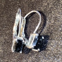 Vintage Silver Black Onyx Stud Gothic Royal Drop Hoop Earrings - £19.65 GBP