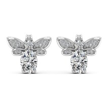 2.50Ct Coupe Ovale Imitation Diamant Bee Clou Boucles 14K Plaqué or Blanc Argent - £64.73 GBP