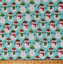 Flannel Snowmen Snowman Winter Holiday Christmas Aqua Flannel Fabric BTY D278.33 - £9.55 GBP