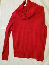 Faded Glory Women&#39;s Cowl Ribbed Sweater M (8-10) Color Red Long Sleeve Sweater - £5.37 GBP