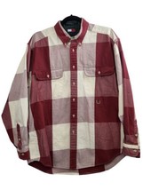 Tommy Hilfiger Long Sleeve Button Down Shirt Red Cream Plaid Men&#39;s L Cotton - £7.70 GBP