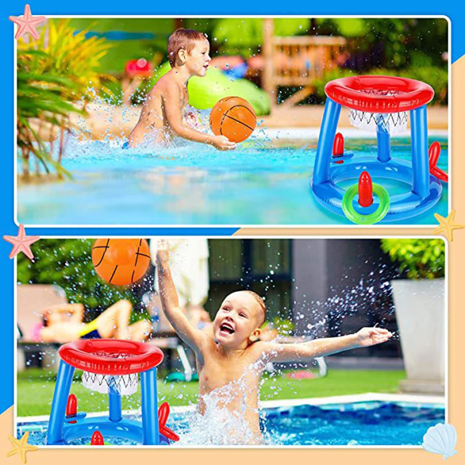Floating Basketball Hoop Iatable Pool Basketball Goal Swimming Pool Toys Water - £18.67 GBP+