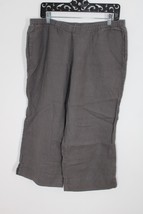 J Jill MP Petite Gray Linen Cropped Straight Leg Pull On Pants - £20.93 GBP