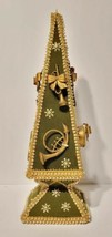 Vintage MCM Handmade Green Velvet Jeweled Musical Instrument Christmas Tree READ - £55.29 GBP