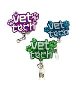 Sparkly Vet Tech Badge Reel – Glitter Paw Print ID Holder with Alligator... - $140.69 MXN