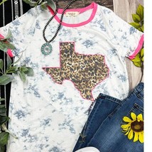 Leopard Texas on Marble and Pink Ringer Graphic Tee XL - $471.22 MXN