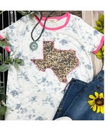 Leopard Texas on Marble and Pink Ringer Graphic Tee XL - $33.85 CAD
