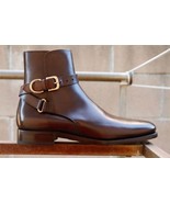 Handmade Men&#39;s Brown Leather Jodhpur Boot Men&#39;s Buckle Strap Jodhpurs Forma - €136,44 EUR