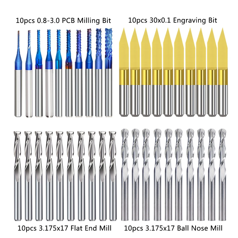 XCAN 1/8&#39;&#39; Shank Milling Cutter CNC Engraving Bit Kit CNC Router Bit Car... - £226.58 GBP