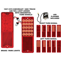 67-72 Chevy Gmc Truck Led Tail Light Sequential Turn Signal Lens Pair w/ Flasher - £88.10 GBP