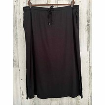 Woman Within Skirt 3X 30 32 Black Maxi Side Slits Drawstring Waist Pockets - £15.65 GBP