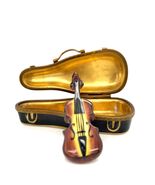 Limoges Violin Figure Black Case Collectible French Porcelain Piece Pein... - $176.49 CAD