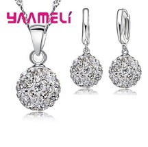 925 Silver Bridal Jewelry Sets Women Girls Wedding Gifts Austrian Crystal Paved  - £18.92 GBP